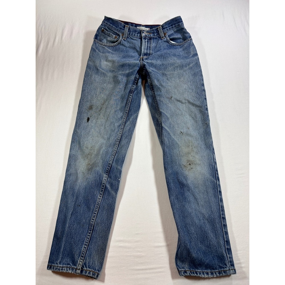 Levis 550 Relaxed Fit Tapered Leg Blue Denim Jeans Womens Size 8 M Distressed